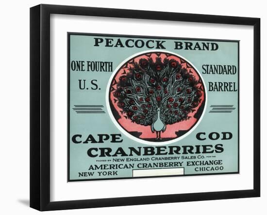 Cape Cod, Massachusetts - Peacock Brand Cranberry Label-Lantern Press-Framed Art Print