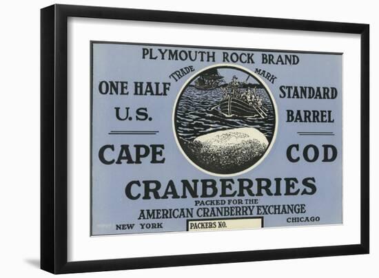 Cape Cod, Massachusetts, Plymouth Rock Brand Cranberry Label-Lantern Press-Framed Art Print