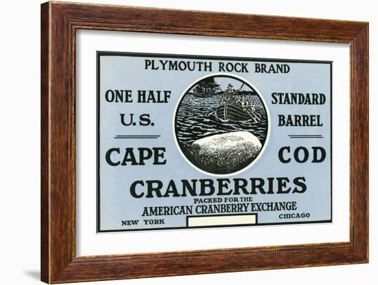 Cape Cod, Massachusetts - Plymouth Rock Brand Cranberry Label-Lantern Press-Framed Art Print