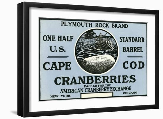 Cape Cod, Massachusetts - Plymouth Rock Brand Cranberry Label-Lantern Press-Framed Art Print
