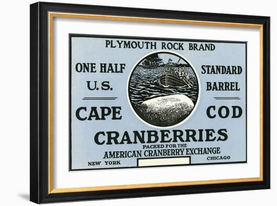 Cape Cod, Massachusetts - Plymouth Rock Brand Cranberry Label-Lantern Press-Framed Art Print