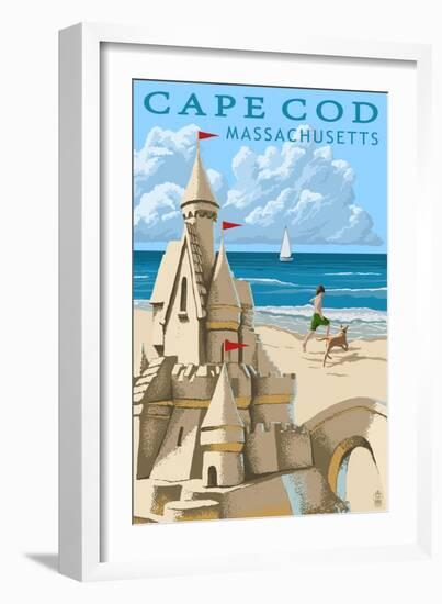 Cape Cod, Massachusetts - Sand Castle-Lantern Press-Framed Art Print