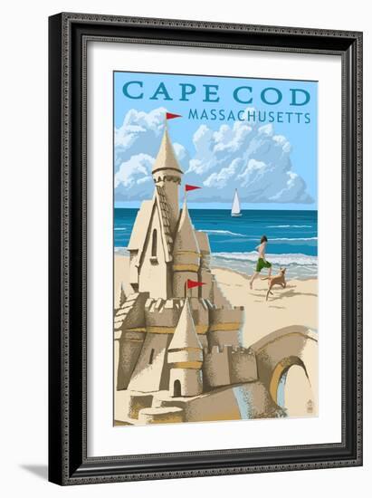 Cape Cod, Massachusetts - Sand Castle-Lantern Press-Framed Art Print