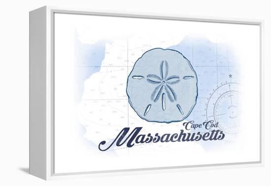 Cape Cod, Massachusetts - Sand Dollar - Blue - Coastal Icon-Lantern Press-Framed Stretched Canvas