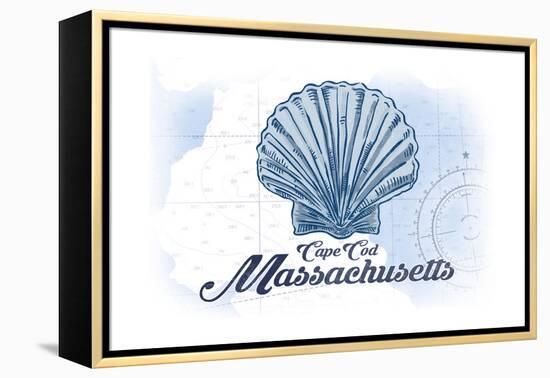 Cape Cod, Massachusetts - Scallop Shell - Blue - Coastal Icon-Lantern Press-Framed Stretched Canvas