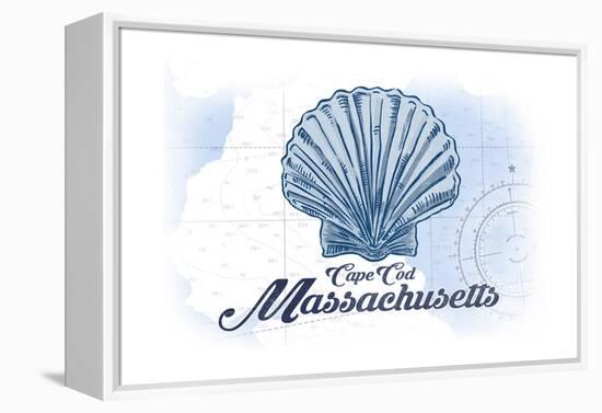 Cape Cod, Massachusetts - Scallop Shell - Blue - Coastal Icon-Lantern Press-Framed Stretched Canvas