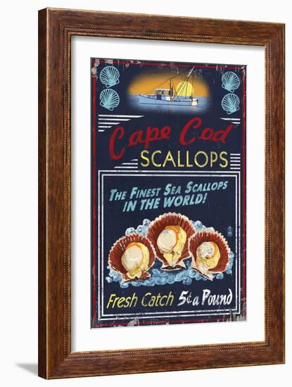 Cape Cod, Massachusetts - Scallops Vintage Sign-Lantern Press-Framed Art Print