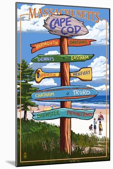 Cape Cod, Massachusetts - Sign Destinations-Lantern Press-Mounted Art Print