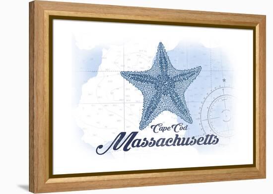 Cape Cod, Massachusetts - Starfish - Blue - Coastal Icon-Lantern Press-Framed Stretched Canvas