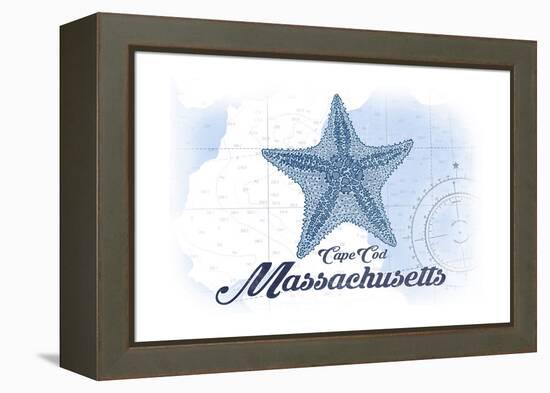 Cape Cod, Massachusetts - Starfish - Blue - Coastal Icon-Lantern Press-Framed Stretched Canvas