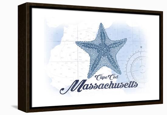 Cape Cod, Massachusetts - Starfish - Blue - Coastal Icon-Lantern Press-Framed Stretched Canvas