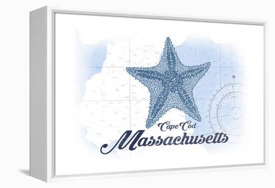 Cape Cod, Massachusetts - Starfish - Blue - Coastal Icon-Lantern Press-Framed Stretched Canvas