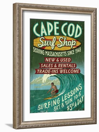 Cape Cod, Massachusetts - Surf Shop-Lantern Press-Framed Art Print