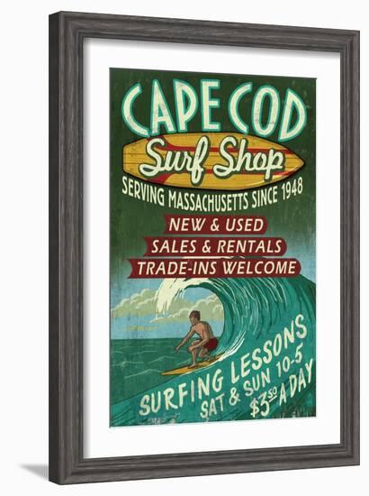 Cape Cod, Massachusetts - Surf Shop-Lantern Press-Framed Art Print