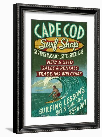 Cape Cod, Massachusetts - Surf Shop-Lantern Press-Framed Art Print