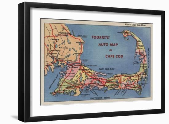 Cape Cod, Massachusetts - Tourists' Auto Map of Cape Cod-Lantern Press-Framed Art Print