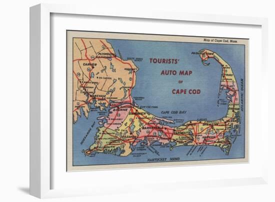 Cape Cod, Massachusetts - Tourists' Auto Map of Cape Cod-Lantern Press-Framed Art Print