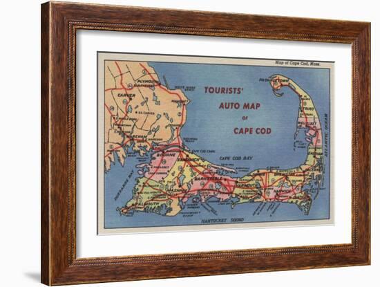 Cape Cod, Massachusetts - Tourists' Auto Map of Cape Cod-Lantern Press-Framed Art Print