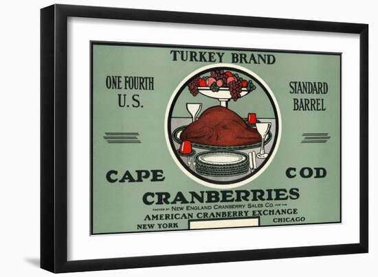 Cape Cod, Massachusetts - Turkey Brand Cranberry Label-Lantern Press-Framed Art Print