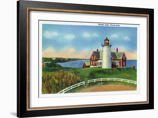 Cape Cod, Massachusetts - View of the Nobska Lighthouse, Woods Hole-Lantern Press-Framed Premium Giclee Print