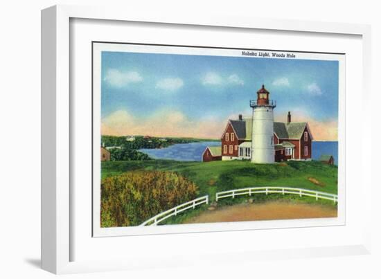 Cape Cod, Massachusetts - View of the Nobska Lighthouse, Woods Hole-Lantern Press-Framed Art Print