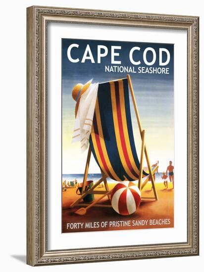 Cape Cod National Seashore - Beach Chair and Ball-Lantern Press-Framed Art Print