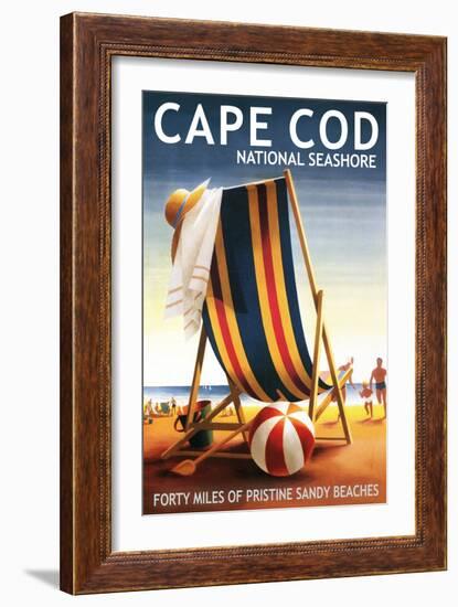 Cape Cod National Seashore - Beach Chair and Ball-Lantern Press-Framed Art Print