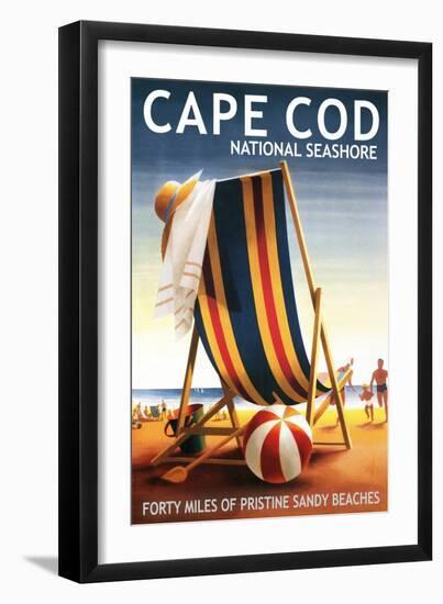 Cape Cod National Seashore - Beach Chair and Ball-Lantern Press-Framed Art Print