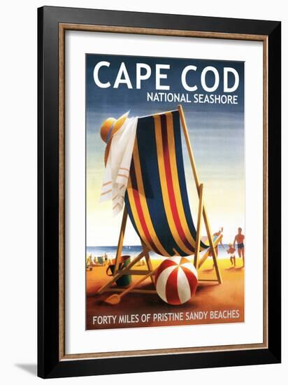 Cape Cod National Seashore - Beach Chair and Ball-Lantern Press-Framed Art Print