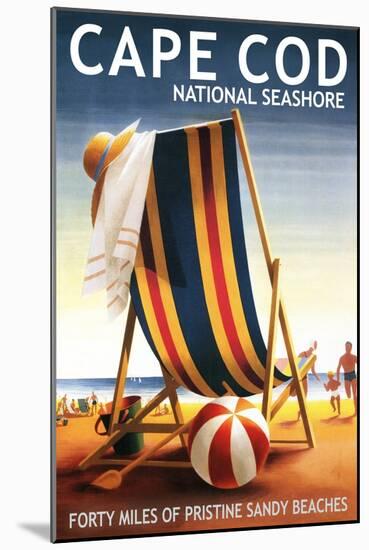 Cape Cod National Seashore - Beach Chair and Ball-Lantern Press-Mounted Art Print