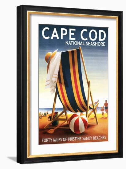 Cape Cod National Seashore - Beach Chair and Ball-Lantern Press-Framed Art Print