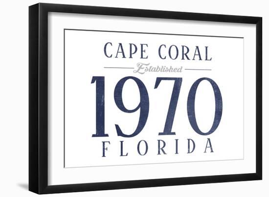 Cape Coral, Florida - Established Date (Blue)-Lantern Press-Framed Art Print