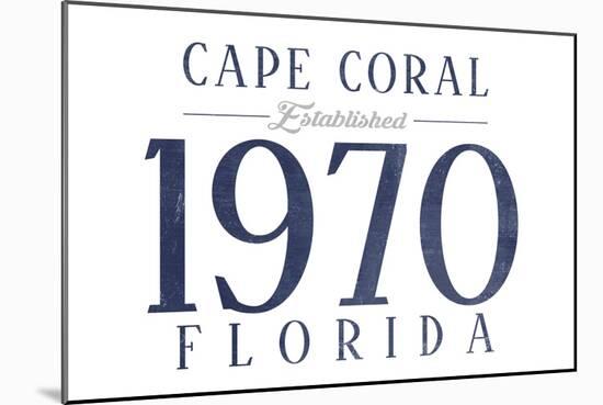 Cape Coral, Florida - Established Date (Blue)-Lantern Press-Mounted Art Print