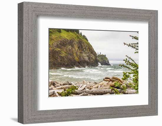 Cape Disappointment State Park, Washington. Surf crashing on the rocks at Cape Disappointment SP-Emily Wilson-Framed Photographic Print