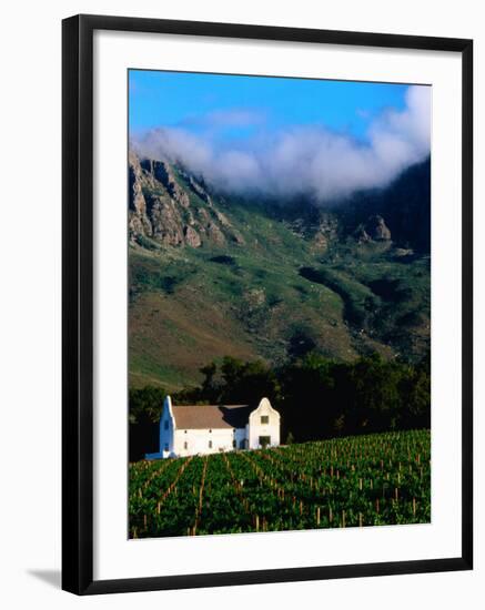 Cape Dutch Colonial Manor House and Vineyard with Mountain Backdrop, Dornier, South Africa-Ariadne Van Zandbergen-Framed Photographic Print