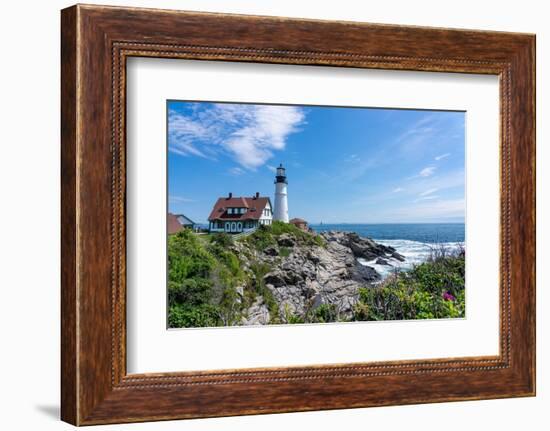 Cape Elizabeth, Maine, USA. Portland Head Light is a historic lighthouse.-Janet Horton-Framed Photographic Print