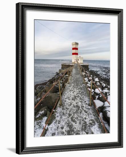 Cape Gardskagi with Lighthouse During Winter on the Reykjanes Peninsula. Iceland-Martin Zwick-Framed Photographic Print