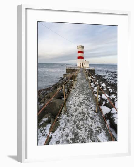 Cape Gardskagi with Lighthouse During Winter on the Reykjanes Peninsula. Iceland-Martin Zwick-Framed Photographic Print