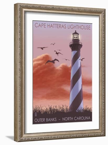 Cape Hatteras Lighthouse - North Carolina - Sunrise-Lantern Press-Framed Art Print