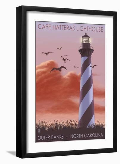 Cape Hatteras Lighthouse - North Carolina - Sunrise-Lantern Press-Framed Art Print