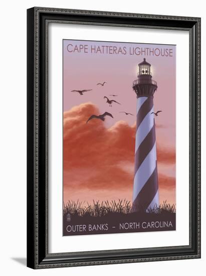 Cape Hatteras Lighthouse - North Carolina - Sunrise-Lantern Press-Framed Art Print