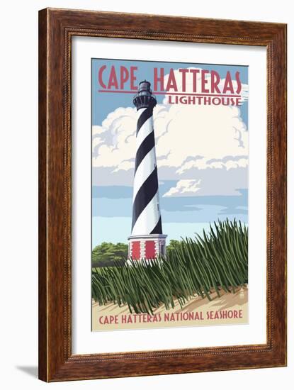 Cape Hatteras Lighthouse - Outer Banks, North Carolina-Lantern Press-Framed Premium Giclee Print