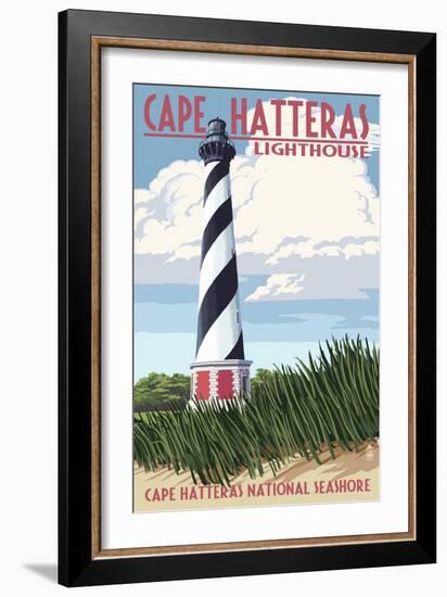Cape Hatteras Lighthouse - Outer Banks, North Carolina-Lantern Press-Framed Premium Giclee Print