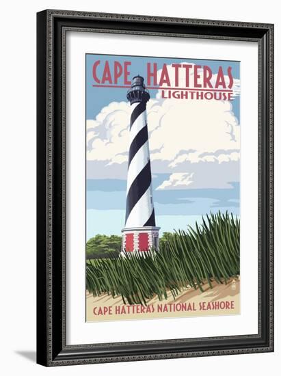 Cape Hatteras Lighthouse - Outer Banks, North Carolina-Lantern Press-Framed Premium Giclee Print