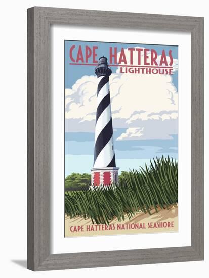 Cape Hatteras Lighthouse - Outer Banks, North Carolina-Lantern Press-Framed Art Print