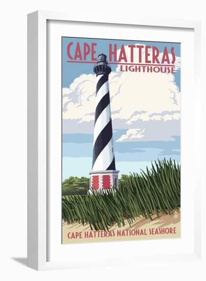 Cape Hatteras Lighthouse - Outer Banks, North Carolina-Lantern Press-Framed Art Print