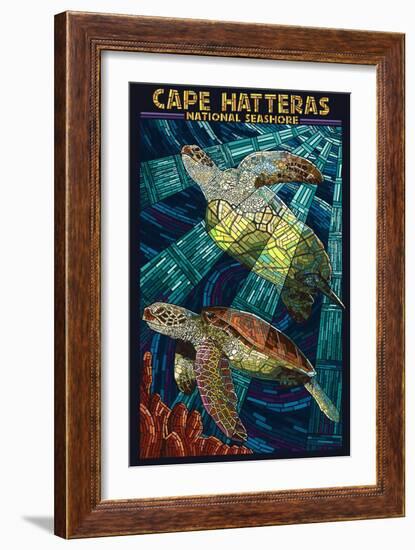 Cape Hatteras National Seashore - Sea Turtle Mosaic-Lantern Press-Framed Art Print