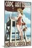 Cape Hatteras, North Carolina - Lifeguard Pinup Girl-Lantern Press-Mounted Art Print