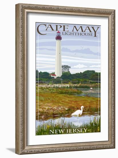 Cape May Lighthouse - New Jersey Shore-Lantern Press-Framed Art Print