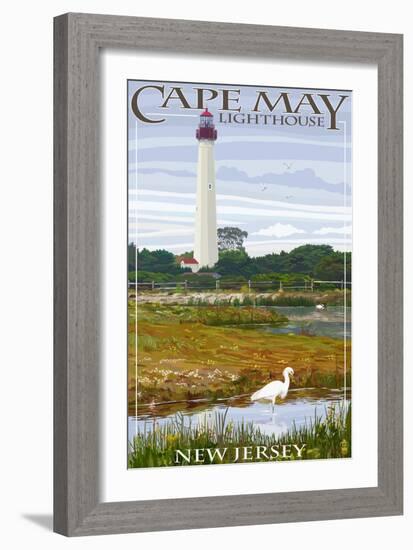 Cape May Lighthouse - New Jersey Shore-Lantern Press-Framed Art Print